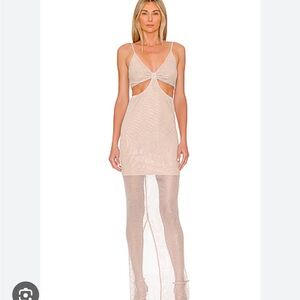 Alice + Olivia Cream Mesh Cutout Dress